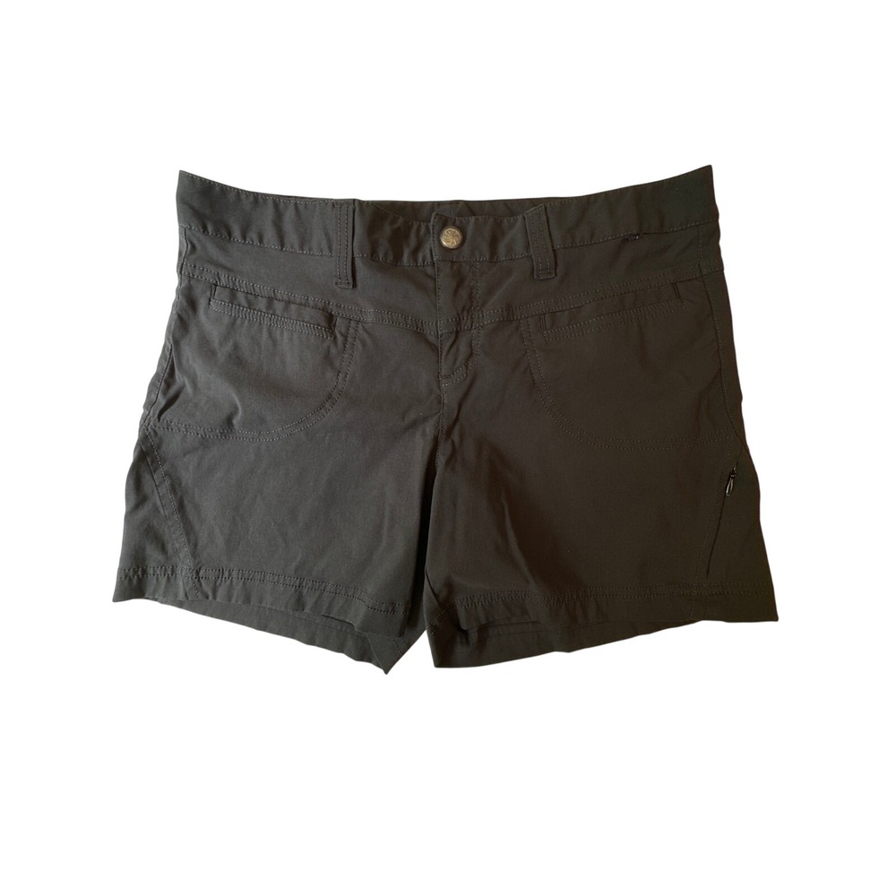 Athleta Dipper Shorts Womens 10 Brown 4.5in Nylon Zip Pockets Hiking 739408